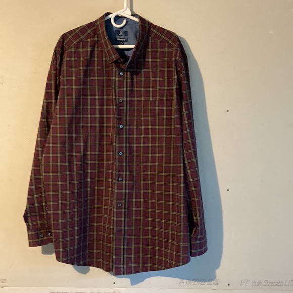 George Plaid y2k ClassicBolo Fit Man Button Down Boho Shirt Long Sleeve Size 3XL - Picture 2 of 10